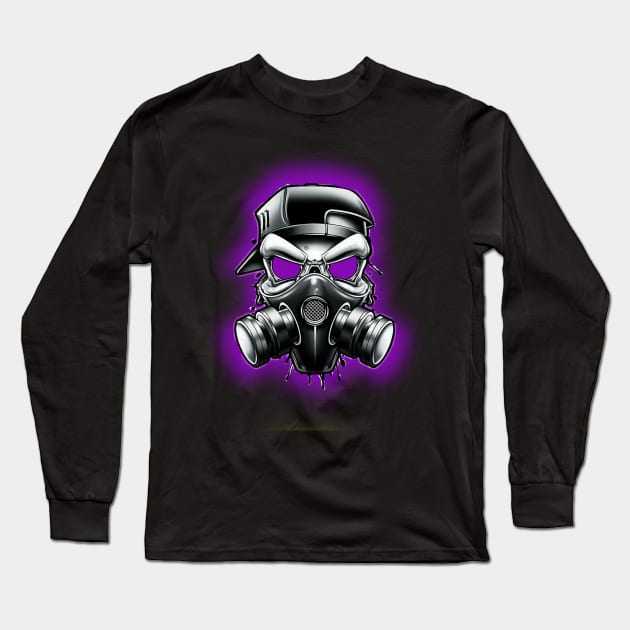 Toxic/Radioactive Skull Gas Mask Long Sleeve T-Shirt by Taylor'd Designs